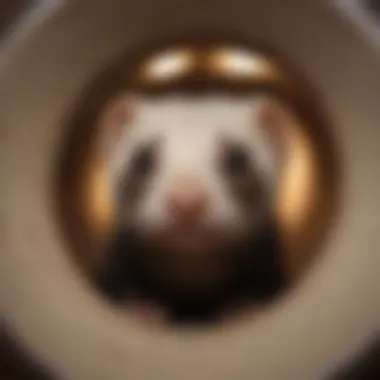 A ferret curiously peeking out from a tube