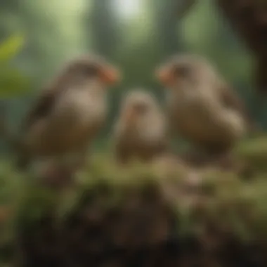Natural Habitat of Finch Nestlings A lush habitat showcasing the natural environment of finch nestlings.