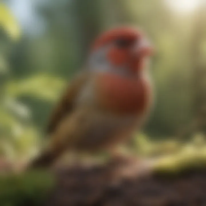 A variety of finch species in a natural setting.