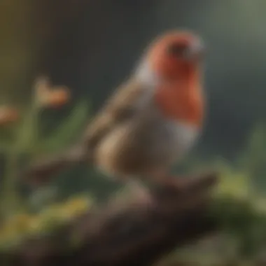 Natural Habitat and Diet of Finches Illustration of the natural habitat of finches and their natural diet