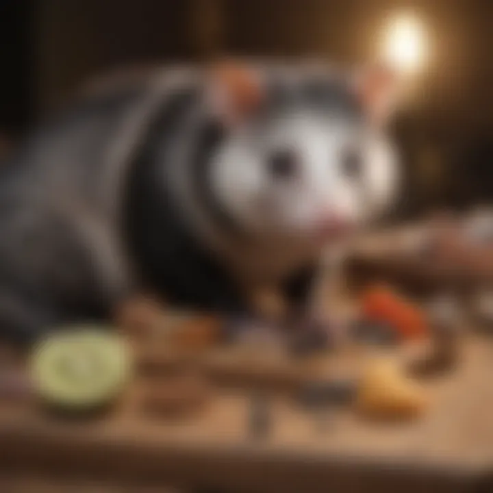 A chart illustrating the dietary needs of opossums at various life stages