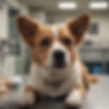 Veterinary Care for Pets A dog at a vet clinic receiving care.