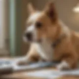 A thoughtful pet owner reviewing veterinary bills.