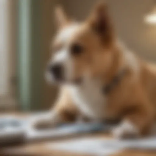 A thoughtful pet owner reviewing veterinary bills.
