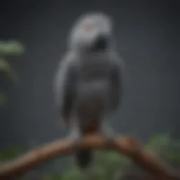African Grey Parrot perched on a branch