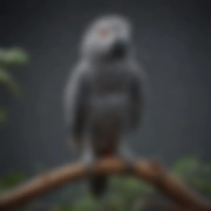 African Grey Parrot perched on a branch