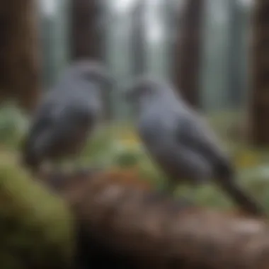 Variety of grey birds in a natural habitat