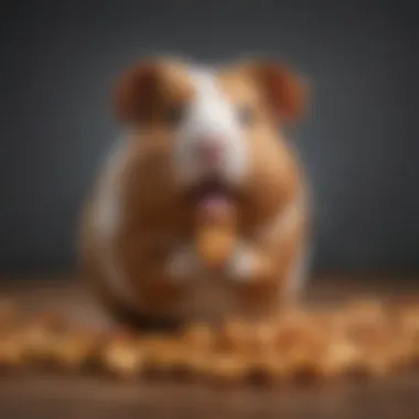 A guinea pig enjoying a treat while wheeking