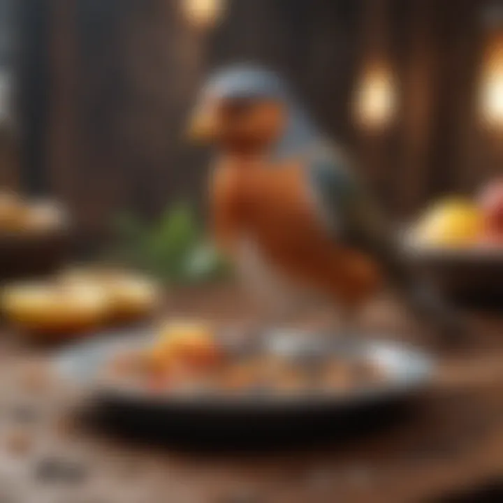Bird enjoying a balanced meal