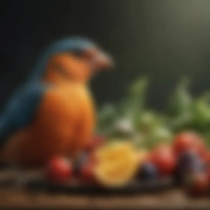 Fresh fruits and vegetables as bird food