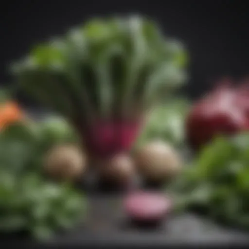 Variety of high oxalate vegetables including spinach and beet greens