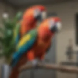 A colorful parrot perched on a branch in a local veterinary clinic