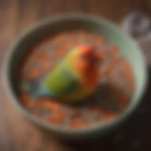 Colorful lovebird pellets in a bowl showcasing nutritional variety