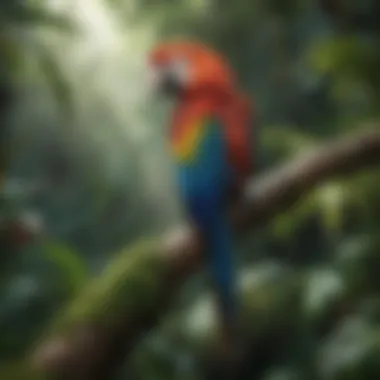 A macaw in a lush habitat, illustrating ideal living conditions