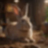 A serene male rabbit resting post-neutering in a cozy environment.