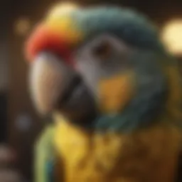 A close-up of a parrot exhibiting signs of a seizure.