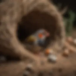 Zebra finch nesting materials in a natural setting