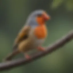Vibrant zebra finch perched on a branch