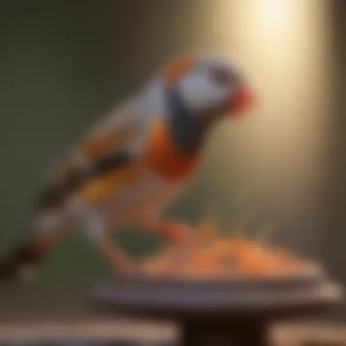 Zebra finch interacting with a feeder