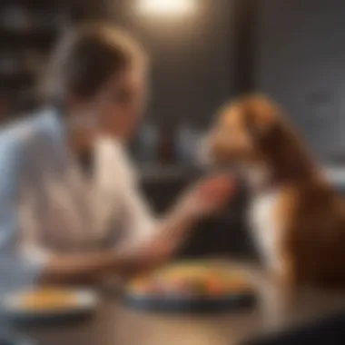 A veterinarian discussing dietary plans with a pet owner.