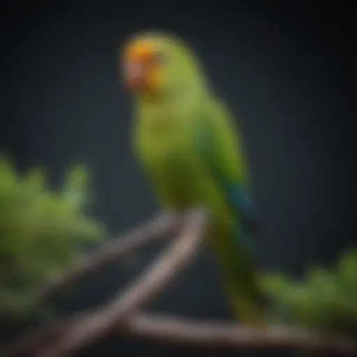 Healthy parakeet perched on a branch