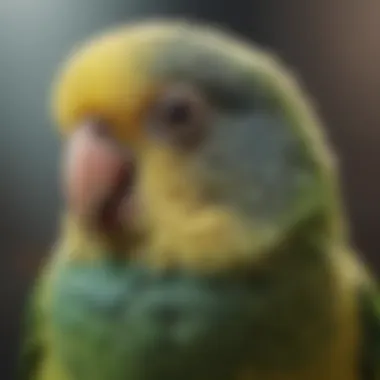 Close-up of parakeet showing signs of illness