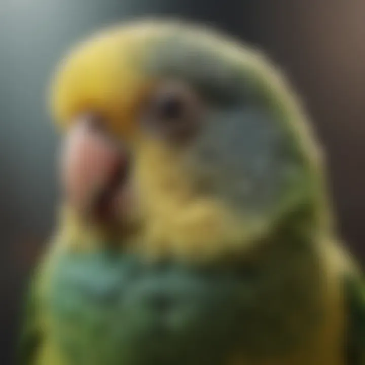 Close-up of parakeet showing signs of illness