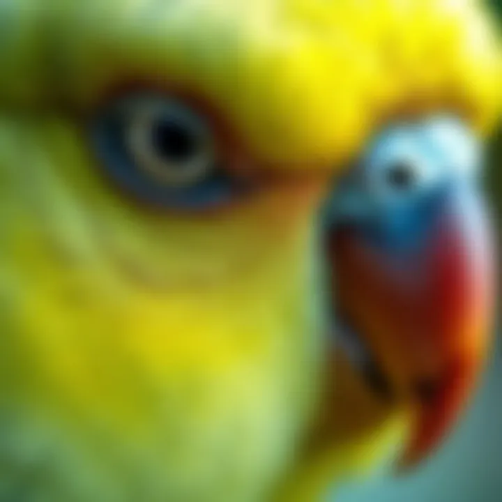 Detailed Features of Parakeets That Affect Their Lifespan A close-up of a parakeet's eyes showcasing its unique features