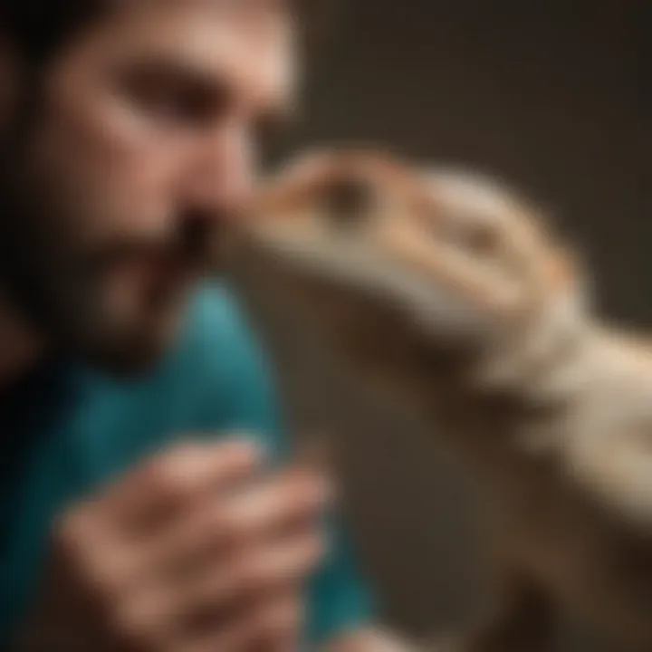 Veterinarian examining a bearded dragon for parasites