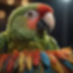 Parrot with vibrant feathers showing signs of feather plucking