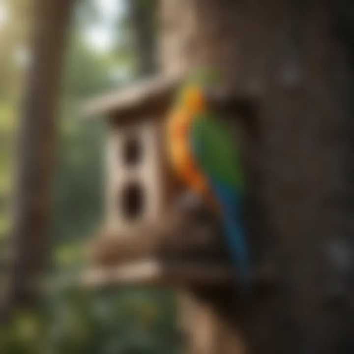 Ideal placement of a parrot nest box in an outdoor environment