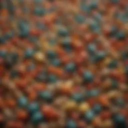 Close-up view of colorful parrot pellets showcasing their varied shapes and sizes.