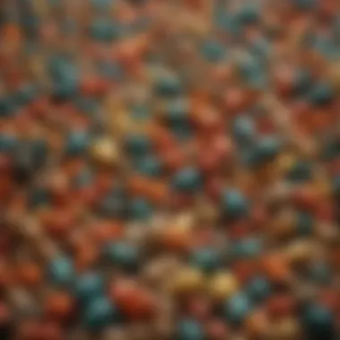 Diverse Forms of Parrot Pellets Close-up view of colorful parrot pellets showcasing their varied shapes and sizes.