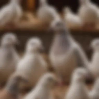 A variety of dove species on display, emphasizing the diversity in pet doves.