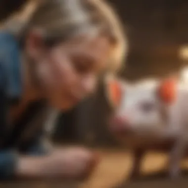 Bonding Moments with a Miniature Pig A couple interacting with their miniature pig, illustrating the bond between pets and owners.