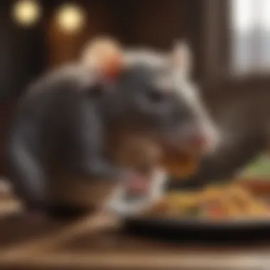 Pet rat enjoying its meal