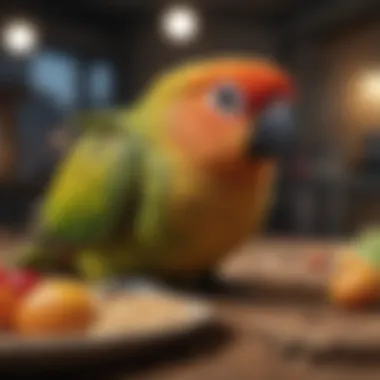 Nutritional components of conure food highlighted