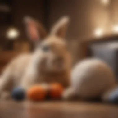 Bunny and Plush Toy Bunny engaging with a plush toy in a playful manner