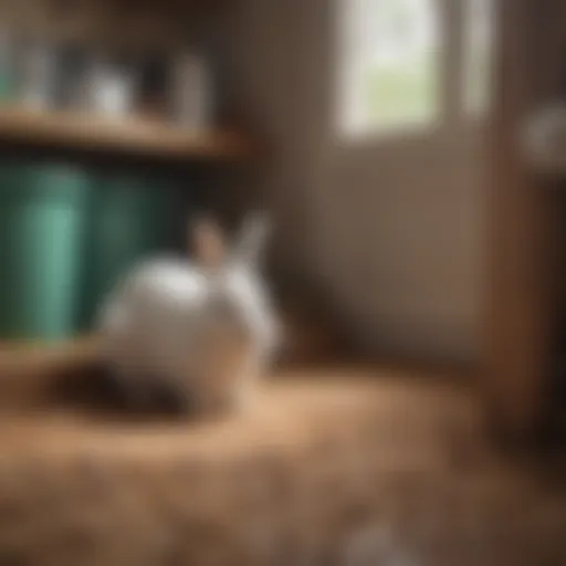 A well-organized rabbit litter box setup