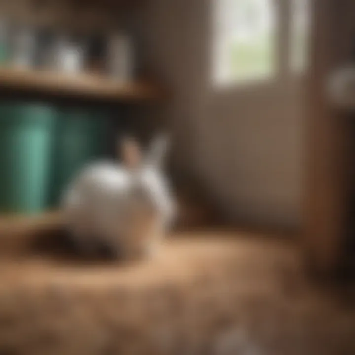 A well-organized rabbit litter box setup