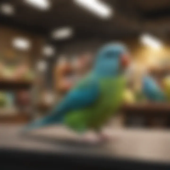 Variety of parrotlet species in a pet store