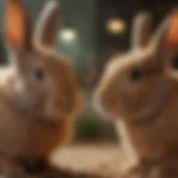 A rabbit demonstrating social grooming behavior with another rabbit