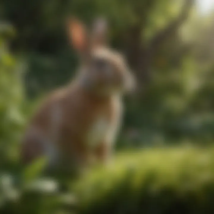 A rabbit sitting in a lush green garden, symbolizing a healthy environment.