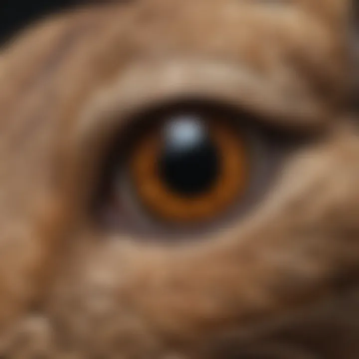 Close-up view of a rabbit's eye, showcasing its unique structure and features.