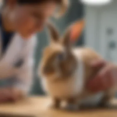 Veterinary Examination of a Rabbit Veterinarian examining a rabbit for signs of head tilt