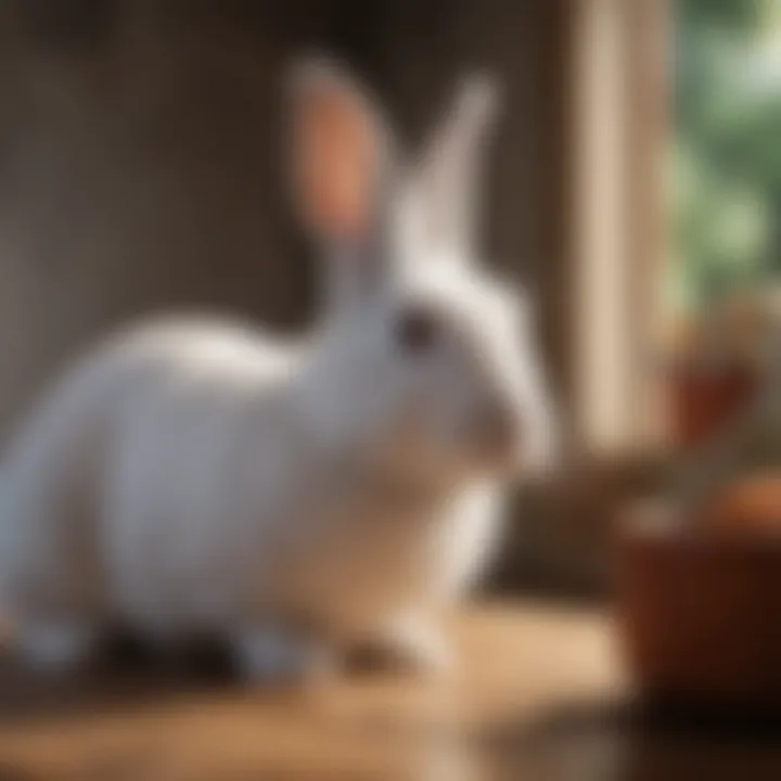 An owner bonding with a rabbit, emphasizing their companionship.