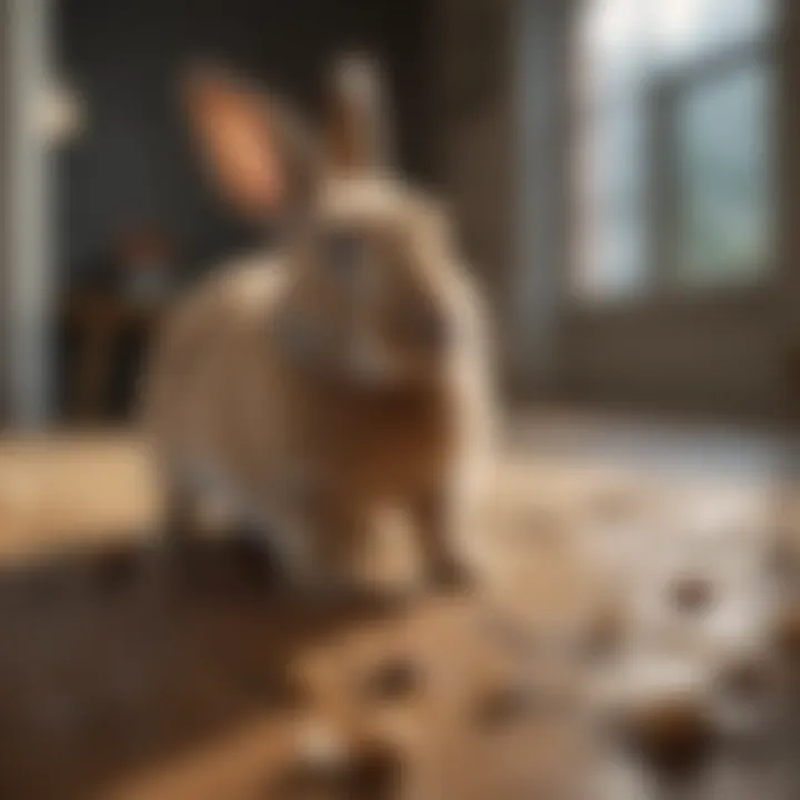 A rabbit engaging in playful behavior, illustrating its social nature.