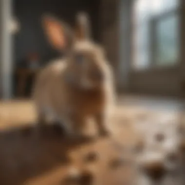Playful Behavior of Indoor Rabbits A rabbit engaging in playful behavior, illustrating its social nature.