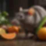 A variety of fresh fruits and vegetables suitable for rat diets