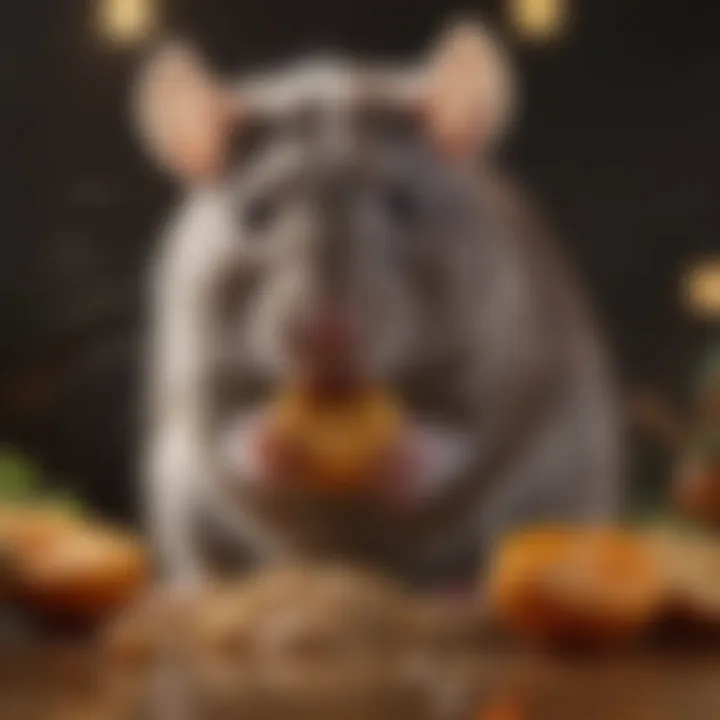 A close-up of a rat nibbling on a healthy snack